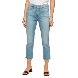 7 For All Mankind $198 Cropped Denim Jeans Scallop Raw Hem Womens plus 28 NEW